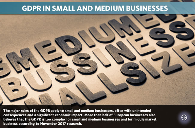 GDPR in small and medium businesses - the major rules of the GDPR apply to small and medium businesses often with unintended consequences and a significant economic impact